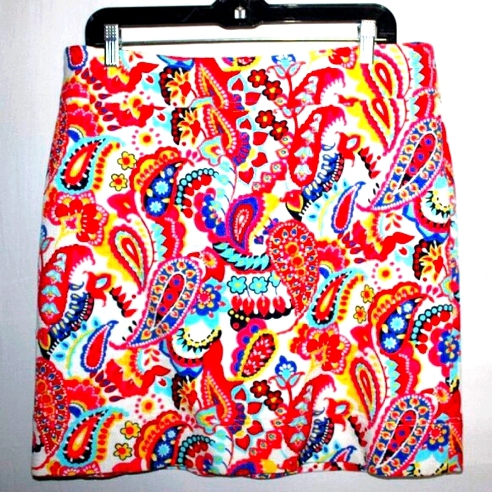 Talbots Petites Skirt 14P Paisley Print Y2K Preppy Boho Chic
